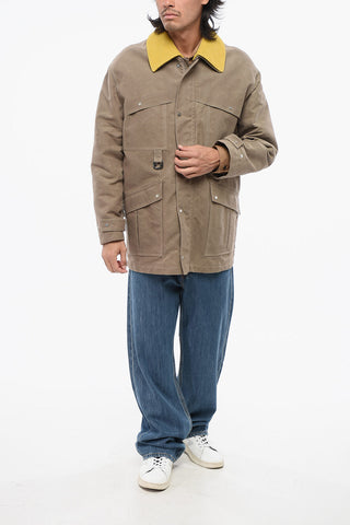 Waxed Cotton-Blend Utility Jacket with Leather Collar