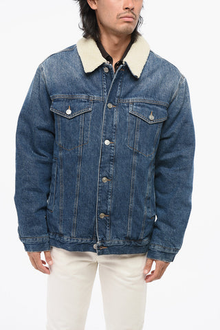 Denim Jacket With Lining And Sherpa Collar