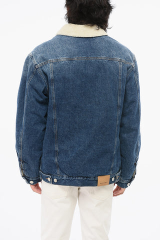 Denim Jacket With Lining And Sherpa Collar