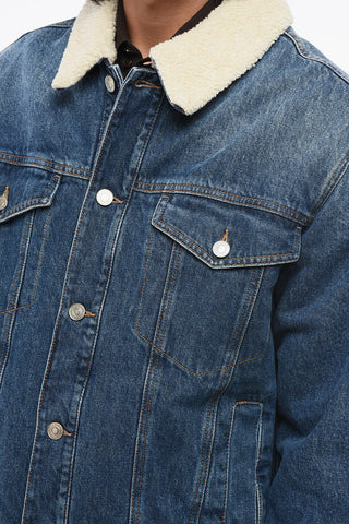Denim Jacket With Lining And Sherpa Collar