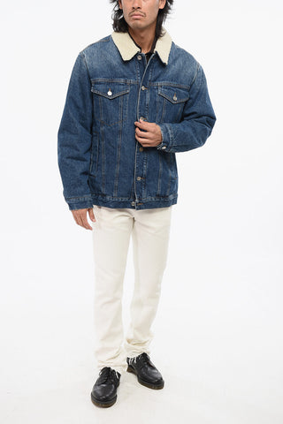 Denim Jacket With Lining And Sherpa Collar