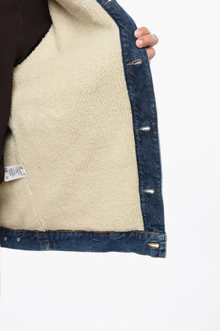 Denim Jacket With Lining And Sherpa Collar