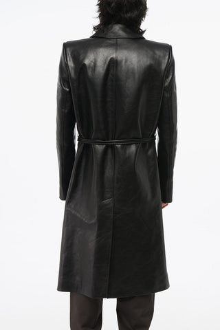 Leather Coat with Hidden Buttoning