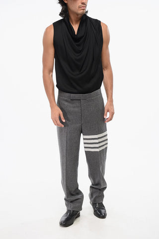 Wool and Cashmere Pants with Striped Detail