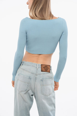 Geripptes Crop-Top mit Frontreißverschluss