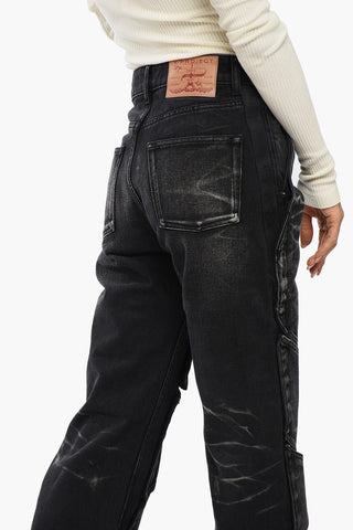 Carpenter Jeans with Faded Effect and Detachable Patches 22cm