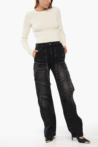 Carpenter Jeans with Faded Effect and Detachable Patches 22cm