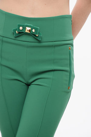 Bootcut Trousers with Velolur Bow