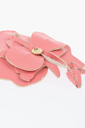 Faux Leather Flower Brooch