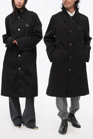 Solid-Color Raincoat with Silver Metal Logo