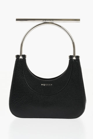 Textured Leather Bag with Metal Embellishment