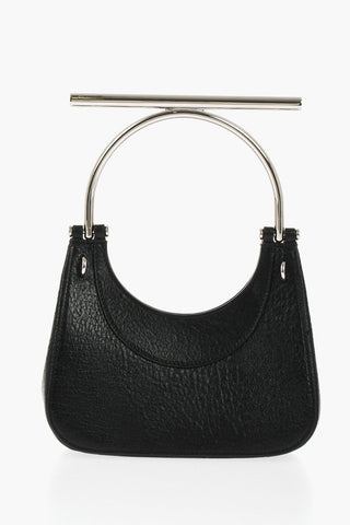 Textured Leather Bag with Metal Embellishment