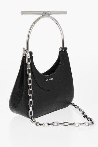Textured Leather Bag with Metal Embellishment