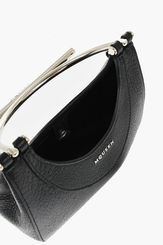 Textured Leather Bag with Metal Embellishment