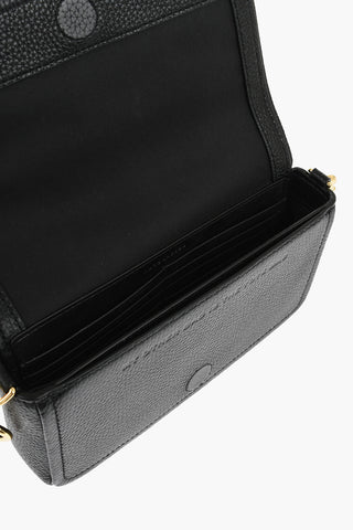 Borsa a Spalla In Pelle Martellata con Logo tono su Tono