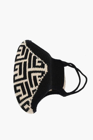 Knitted Cotton Mask with All-Over Monogram
