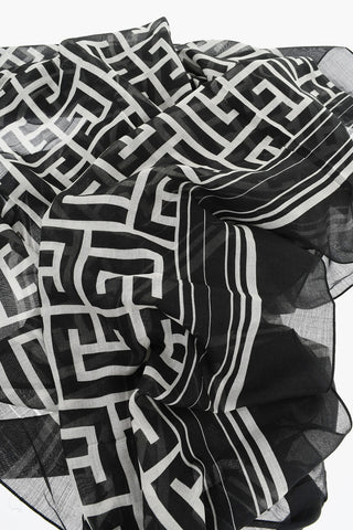 Foulard in Cotone e Seta con Monogram All-Over