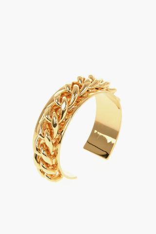 Gold-Tone Brass Bracelet with Overlapping Chain