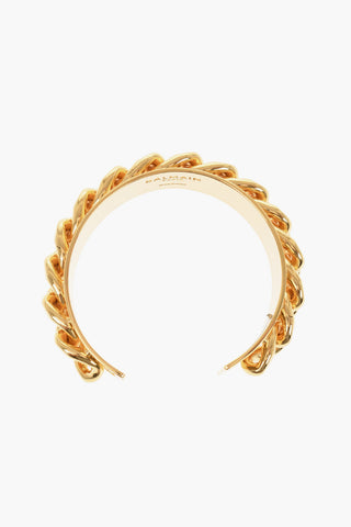 Gold-Tone Brass Bracelet with Overlapping Chain