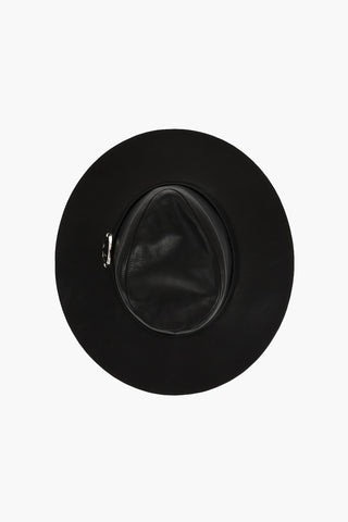 Leather POEM Fedora Hat with Meatl Frontal Detail