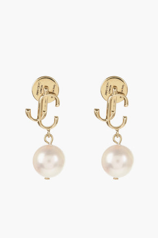 Metal Earrings with Bead Pendant