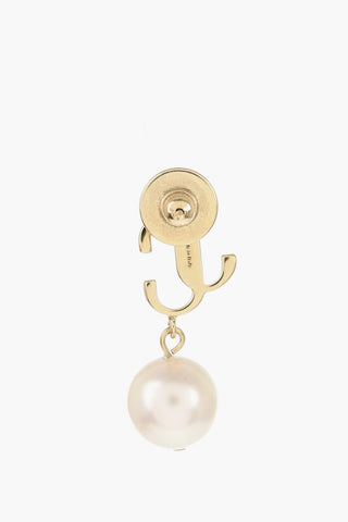 Metal Earrings with Bead Pendant