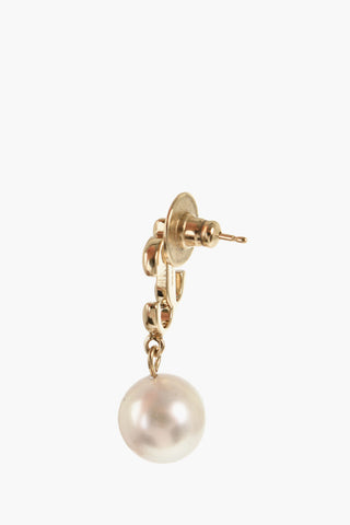 Metal Earrings with Bead Pendant