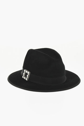 Cappello Fedora TRES VIVER in Feltro di Lana a Tinta Unita con Fibbia Impreziosita da Strass