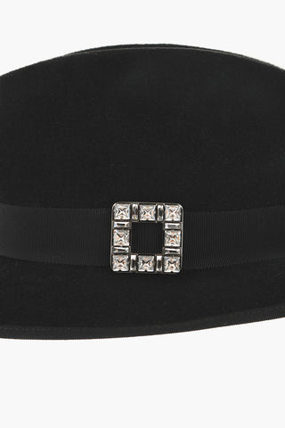 Cappello Fedora TRES VIVER in Feltro di Lana a Tinta Unita con Fibbia Impreziosita da Strass