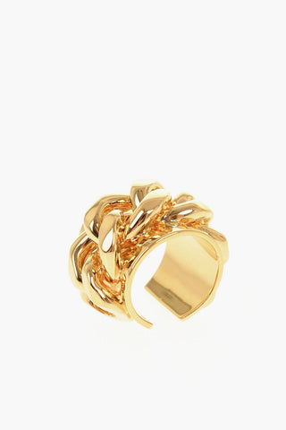 Messingring mit Goldeffekt und überlappender Kette