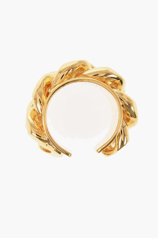 Messingring mit Goldeffekt und überlappender Kette