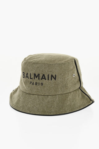 Canvas Bucket Hat B-ARMY with Leather Trims