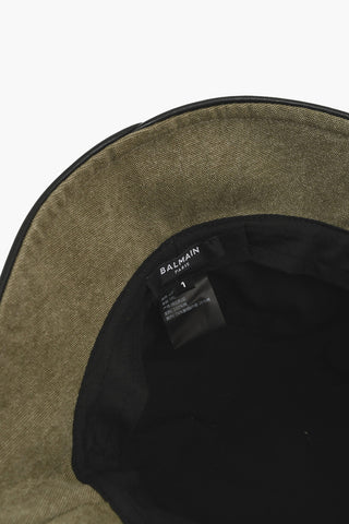 Canvas Bucket Hat B-ARMY with Leather Trims