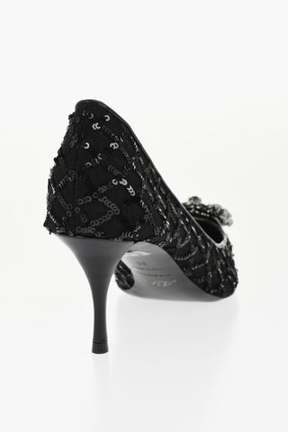 Paillettenpumps FLOWER STRASS mit Schmuck-Schnalle 7 cm