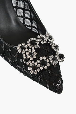 Paillettenpumps FLOWER STRASS mit Schmuck-Schnalle 7 cm