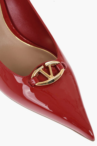 Pumps a Punta BOLD in Vernice con Logo Frontale 6,5cm