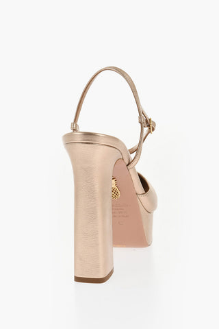 Lamè Leather GROOVE Platform Pumps 13cm