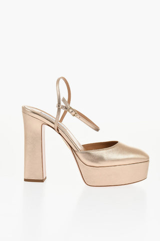 Lamè Leather GROOVE Platform Pumps 13cm