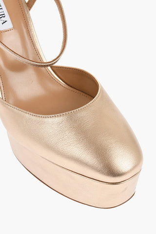 Lamè Leather GROOVE Platform Pumps 13cm