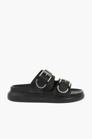 Sliders in Pelle con Doppia Fibbia