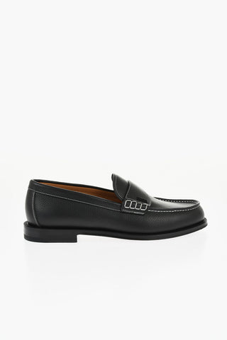 Textured Leather GRANVILLE Loafers with Visible Stitchings