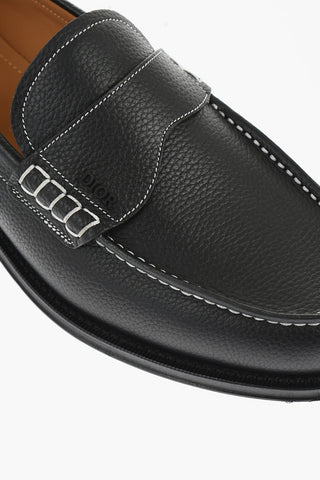 Textured Leather GRANVILLE Loafers with Visible Stitchings