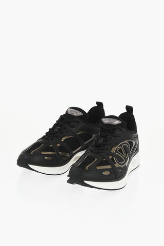 Leather Sneakers V-LOGO with Applied Logo