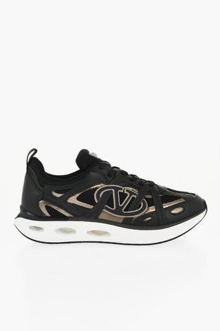 Leather Sneakers V-LOGO with Applied Logo