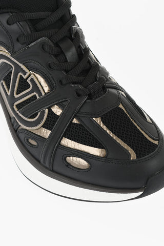 Leather Sneakers V-LOGO with Applied Logo