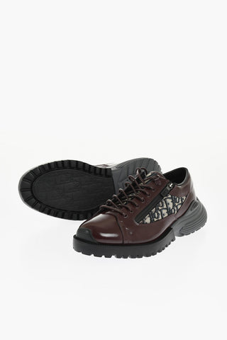 Leather Derby Shoes with Monogram Jacquard Detail