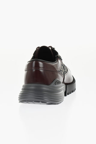 Leather Derby Shoes with Monogram Jacquard Detail