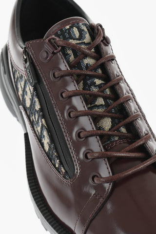 Leather Derby Shoes with Monogram Jacquard Detail