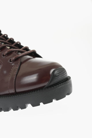 Leather Derby Shoes with Monogram Jacquard Detail