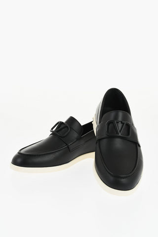 Leather Slip-on Shoes with Front Monogram